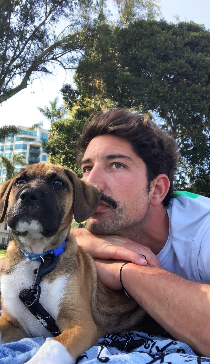Danny with puppy Copper right after the rescue